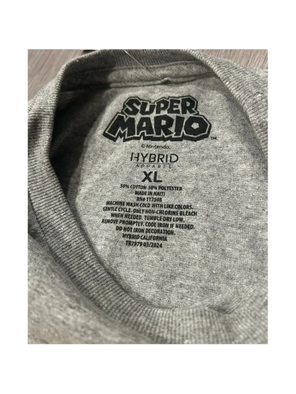 Super Mario Nintendo T Shirt XL Heather Gray Licensed Character Tee